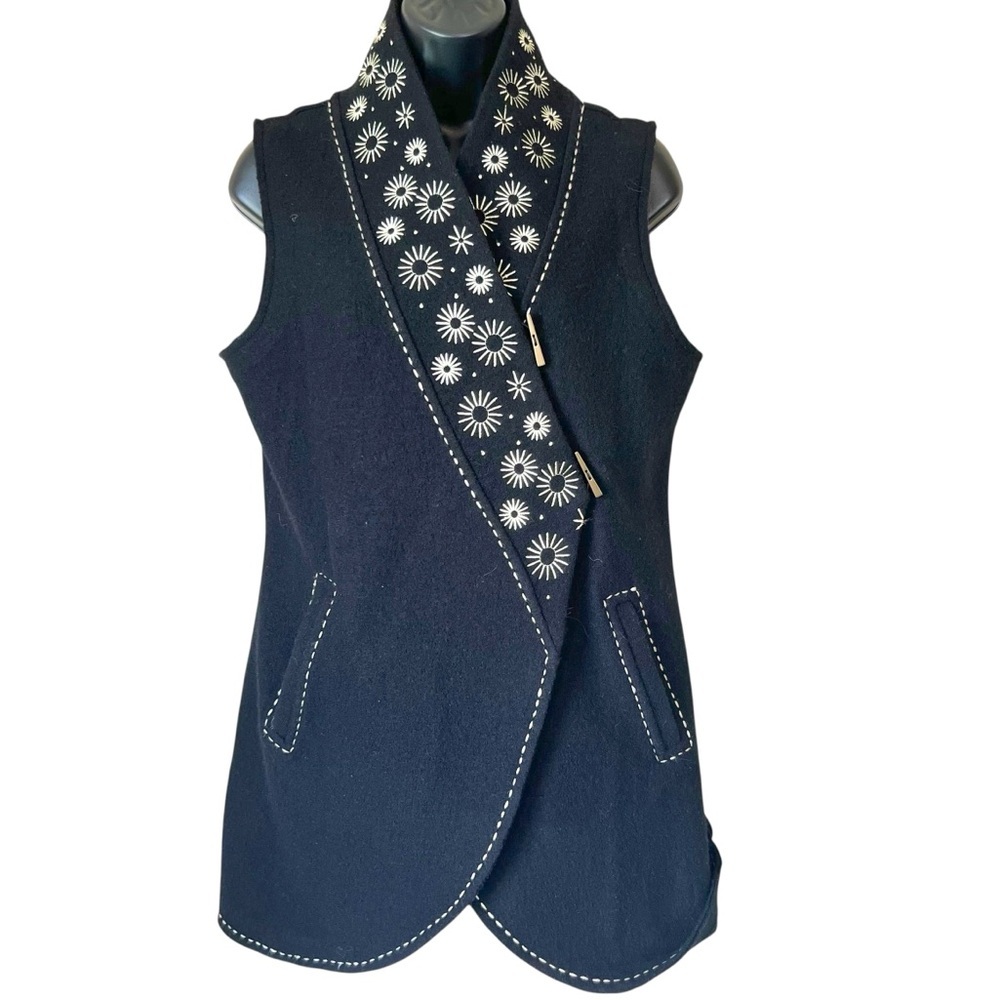 Icelandic Design Nordic Fair Isle Black Wool Vest